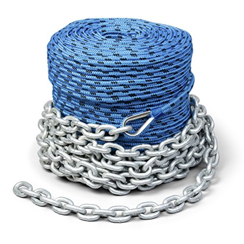 Trac Outdoors 200/20 Anchor Rode-200 Rope with 20 ft Chain-Designed for Use Brand Electric Winches-Features a 2,400 lb. Break Strength (69083)