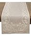 SARO LIFESTYLE Embroidered Swirl Design Linen Blend Table Runner, 16