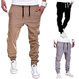 Calsky Men's Outdoor Casual Running Jogger Bottom Pants Trousers (XX-Large, Khaki)
