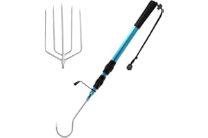 SANLIKE Telescopic Fish Gaff with Stainless Sea Fishing Spear Hook Tackle, Soft Handle Aluminium Alloy Pole for Saltwater Offshore Ice Tool