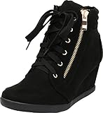 Cambridge Select Women's Zipper Lace Up Wedge Heel