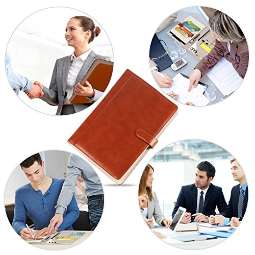 Padfolio Business/Resume Portfolio, AHGXG Leather Folder with Clipboard Document Organizer with Paper Clip, Letter Writing Pad, Pen Holder, Magnetic Closure and Pockets Contrast Stitch for Interview