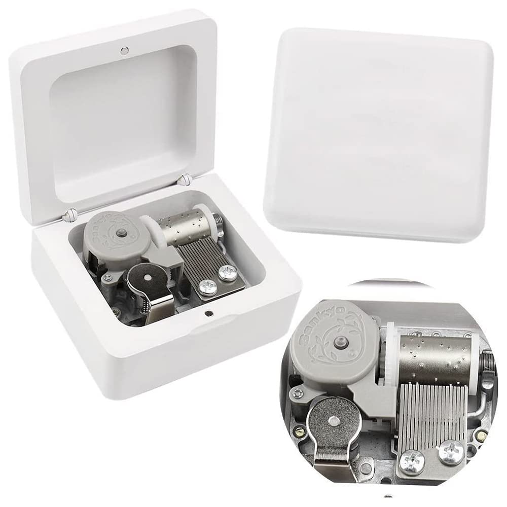 Sinzyo Kingdom Hearts Music Box Vintage Musical Boxs Gift For Birthday Valentine's Day Christmas Day(White Wooden Box)