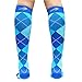 CompressionZ 30-40 mmHg Knee High Compression Socks Men & Women | Support Stockings for Travel, Nurses and Athletes (Argyle Blue, X-Large)