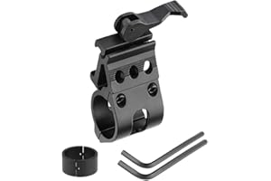 Offset Ring Flashlight Holder Mount 45° W/Picatinny Rail Mount Light 20mm for 30mm 25.4mm Tube with QD Quick Release (1 Mount