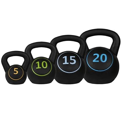 Buy Confidence Fitness Pro Vinyl Kettle Bell Weight Set 4 Kettlebells 5lbs 10lbs 15lbs 20lbs Online In Singapore B08lyyvkq9