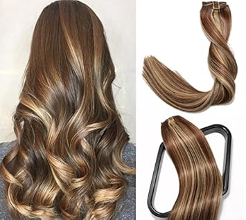 15inch 4p27 Medim Brown Dark Blonde Seashine Clip In Hair