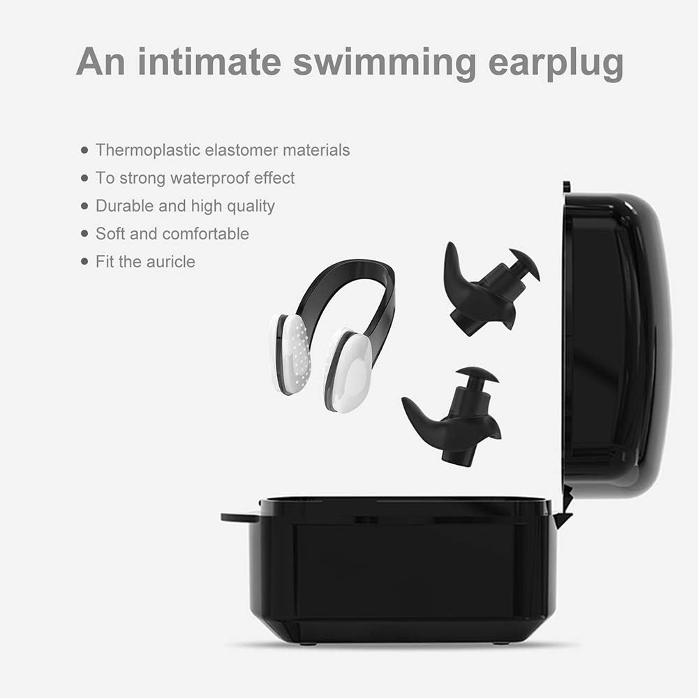 SYOSIN Swimming Ear Plugs Nose Clips, 3 Pairs Professional Waterproof Reusable Silicone Earplugs Nose Clips Nose Protector for Swimming Showering Surfing Snorkeling and Other Adults Water Sports: Health & Personal Care