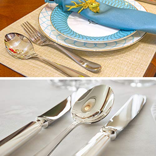 Serving Spoons Buffet, Elegant Life Stainless Steel Serving Utensil, Solid Spoons for Large Buffet Banquet Flatware Kitchen Basics Serving Spoon Tablespoons Set of 6, 9.8 Inch - Thumbnail 4