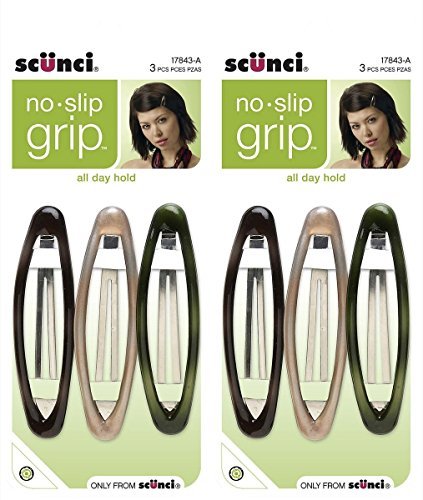 Scunci 1784303a048 No Slip Gripâ„¢ Oval Clips Assorted Colors 3 Count