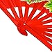 Medifier Chinese Kung Fu Tai Chi Fan Arts Dance/Practice Performance Bamboo Folding Fan (Peony flower red background)
