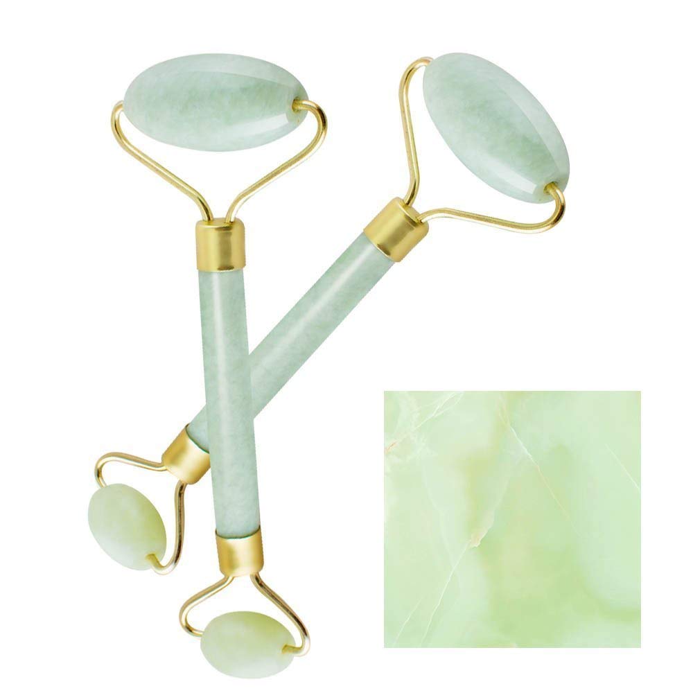 Zinnor (2 Pack) Jade Roller,Natural Jape Facial Beauty Massage Tool - Jade Roller Face Thin Massager | Face Body Head Neck Spa Massager Anti-Aging Cold Therapy