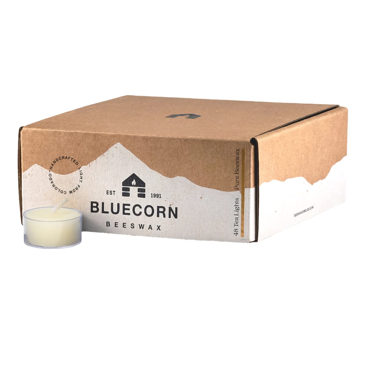 Photo 1 of Bluecorn 100% Pure Beeswax Tealight Candles | Natural Beeswax, Ivory White Tea Lights | Long Burn (4-5 Hours) | Soy, Paraffin, & Fragrance Free, Bulk 48-Pack | Handmade in Colorado