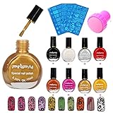 SHERUI 8Pcs Professional Stamping Nail Art Polish 10ml Water-based Gel Nail Polish Varnish for Manicure Printing