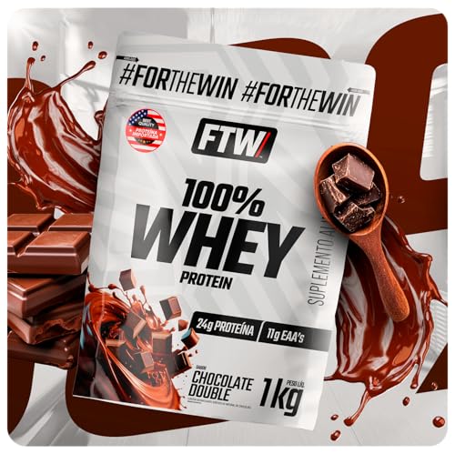 FTW 100% Whey Protein com Proteína Concentrada WPC, para Atletas com Alto Valor Biológico, Suplemento Pós-Treino Sem Glúten - Refil 1kg (Chocolate Double)