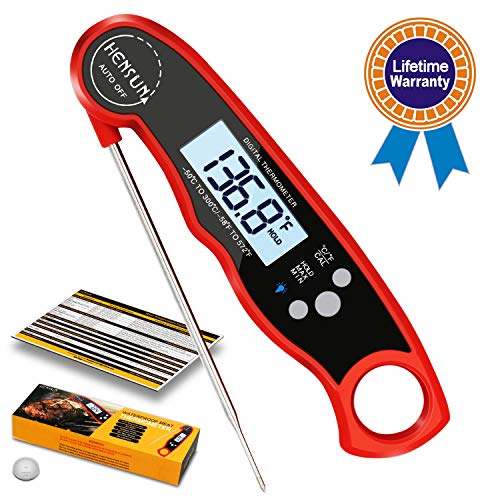 HENSUN Waterproof Digital Instant Read Meat Food Thermometer with Folding Probe-BBQ Or Grilling, with Magnetic | Backlight & Calibration | Quick, Smart Cooking Red, Milk,Oven Roasts, 1 Candy - Thumbnail 7
