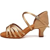 HIPPOSEUS Women's Latin Dance Shoes Open Toe Ballroom Salsa Dance Practice Shoes Suede Sole