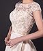 Fanhao Women's Bateau Neck Lace Beading Pockets Short Wedding Gown Bridal Dress