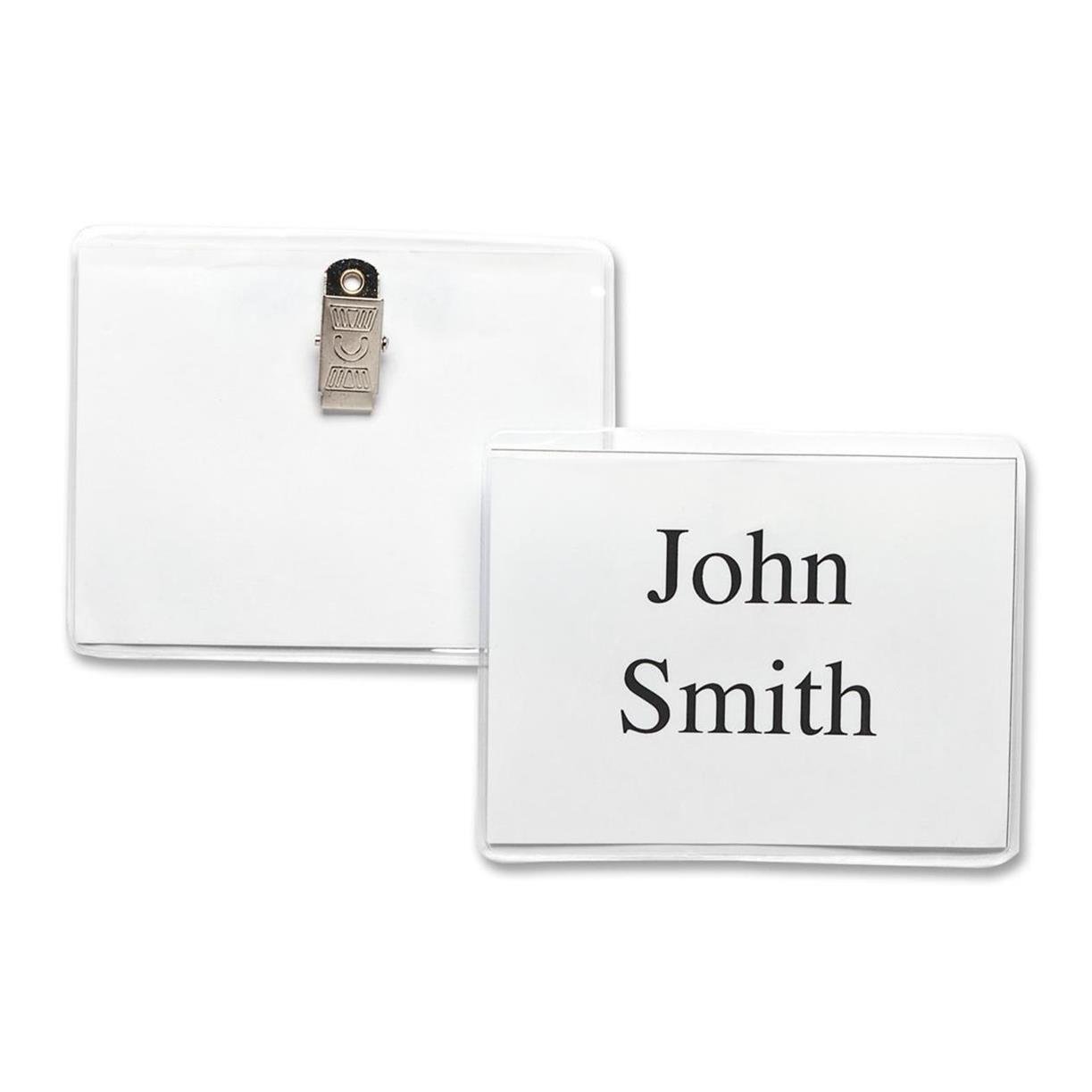 Name Badge Kit, Top Loading, w/Clip, 3" x4, 50/BX, Clear