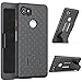 TILL for Google Pixel 2 XL Case, TILL [Thin Design] Holster Locking Belt Swivel Clip Non-Slip Texture Hard Shell [Built-in Kickstand] Combo Case Defender Cover for Google Pixel 2XL All Models [Black]