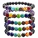 Jovivi 5pcs 8mm Natural 7 Chakras Reiki Gemstone Lava Rock Stones Healing Crystals Prayer Mala Beads Bracelets for Women Men Meditation Chakra Balancing