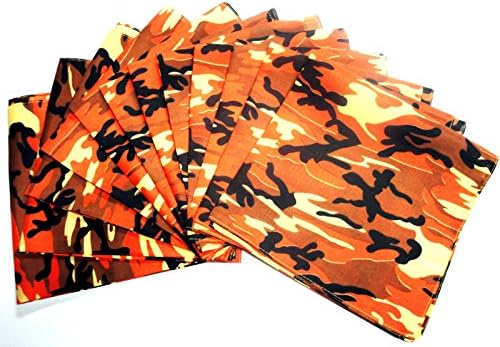 Orange Camouflage Bandana 12 Pieces Camo Wholesale Lot Brand New Party Favors