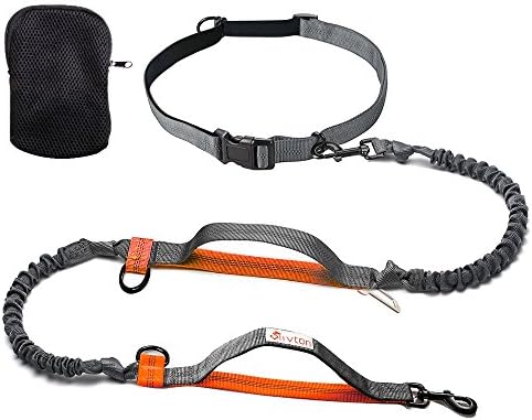 Siivton Hands Free Dog Leash, Dual Bungee Running Leash with Dual Padded Handles, Fits 2 Dogs, Reflective, Adjustable Waist Leash Belt for Training Walking Jogging (hands free dog leash)