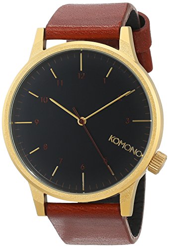 KOMONO 'Winston Regal' Quartz Stainless Steel and Leather Dress Watch, Color:Brown (Model: KOM-W2258)