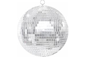 WEIKA Mirror Disco Ball, 8 Inch Large Hanging Silver Mirror Ball for DJ Club, Stage Bar,Birthday Party Disco Party Decoration