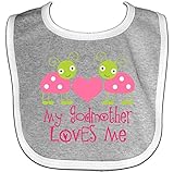 Inktastic Baby Girls' My Godmother Loves Me Baby Bib