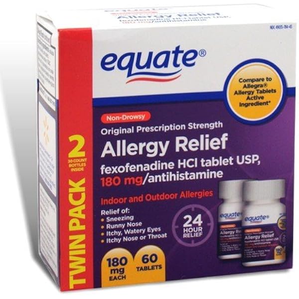 Equate NonDrowsy Allergy Relief Tablets, 60 Tablets, Count