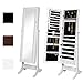 Best Choice Products Mirrored Jewelry Cabinet Armoire w/ Stand Rings, Necklaces, Bracelets - White