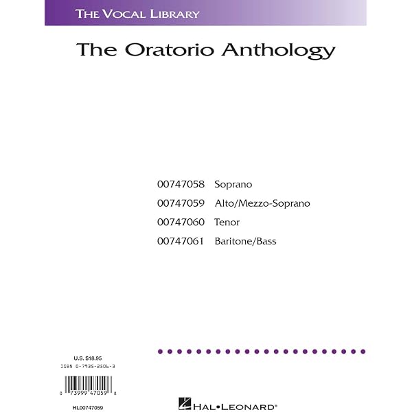 The Oratorio Anthology: The Vocal Library Tenor | Solo Arias by