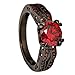 JunXin® Black Gold 8MM Round Dark Red Ruby CZ Filled Solitaire Ring Engagement Size5/6/7/8/9/10/11(6)