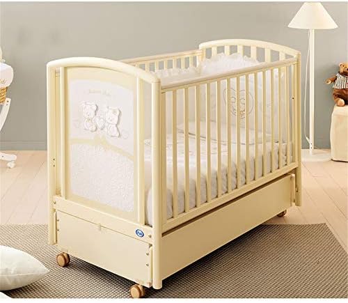 WDXIN Baby Cot Bed Solid Wood Multifunctional Bed Board guardrail Adjustable Smooth polishing European Style Suitable for 0-6 Years Old Baby