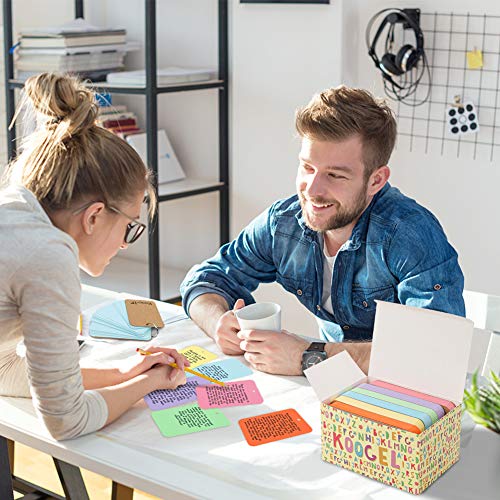 Koogel 300 Pcs Colored Index Cards, 3 x 5 Inch Study Cards Colored Notecards on Ring Flash Cards for School Learning Memory Recipe Cards Game Card