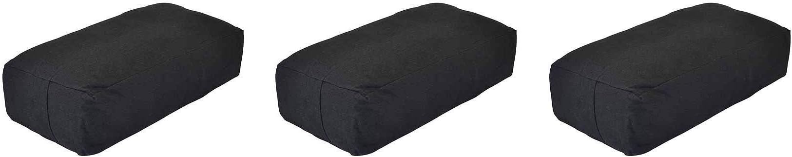 YogaDirect Black Supportive Rectangular Cotton Yoga Bolster
