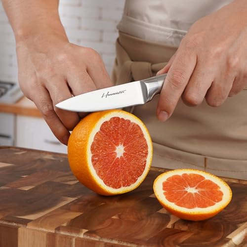 Hanmaster Kitchen Knife Set, 7pcs Knife Set for Kitchen with Magnetic Block, High Carbon X50CrMoV15 Steel Ultra Sharp Knives & Shears, Space-Saving for Home & Professional Use