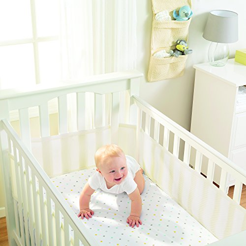 BreathableBaby Breathable Mesh Liner For Cot Beds — Covers 4 Sides — Classic — 3 mm — Ecru — Long + Short Panels — Non-Padded Single Layer — Safer Than a Crib Bumper — UK/EU Safety Tested
