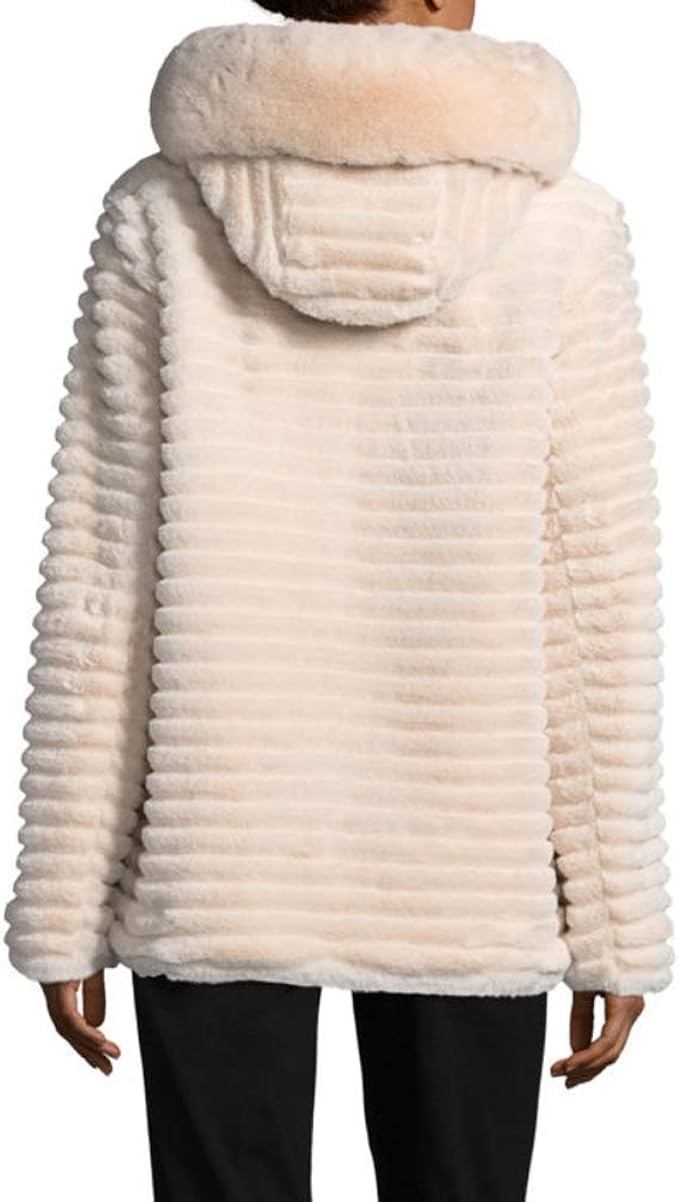 liz claiborne hooded heavyweight faux fur coat