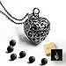 Maromalife Essential Oil Diffuser Necklace with Lava Stone Beads, Lovely Heart Aromatherapy Diffuser Locket Pendant with 6 PCS Lava Rocks and 25.5inches Adjustable Chain Gift Set (Black)