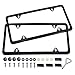 Ohuhu Black License Plate Frames, 4 Hole Matte Aluminum 2 PCS Slim License Plate Frame with Screws Caps (Black)