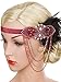Vijiv Red 1920s Flapper Headband Accessories Gatsby Style 20s Headpiece