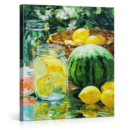 Vintage Summer Fruits Kitchen Wall Art Decor Country Lemons Watermelon Print Picture Cottagecore Wall Decor for Farmhouse Kitchen 8x10 Inch Canvas Framed at Amazon