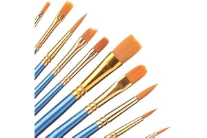MUUZLL 10pcs Paint Brushes Set, Round Pointed Tip Paintbrushes Nylon Hair Artist Acrylic Paint Brushes for Acrylic, Oil and W