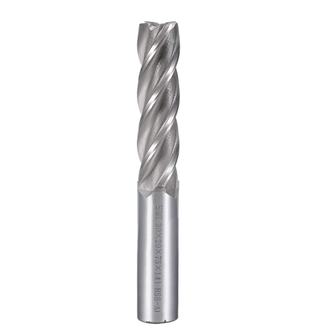 Sourcingmap High Speed Steel HSS-AL 4 Flute Straight End Mill Cutter CNC Router Bits, 20 x 20 x 75mm