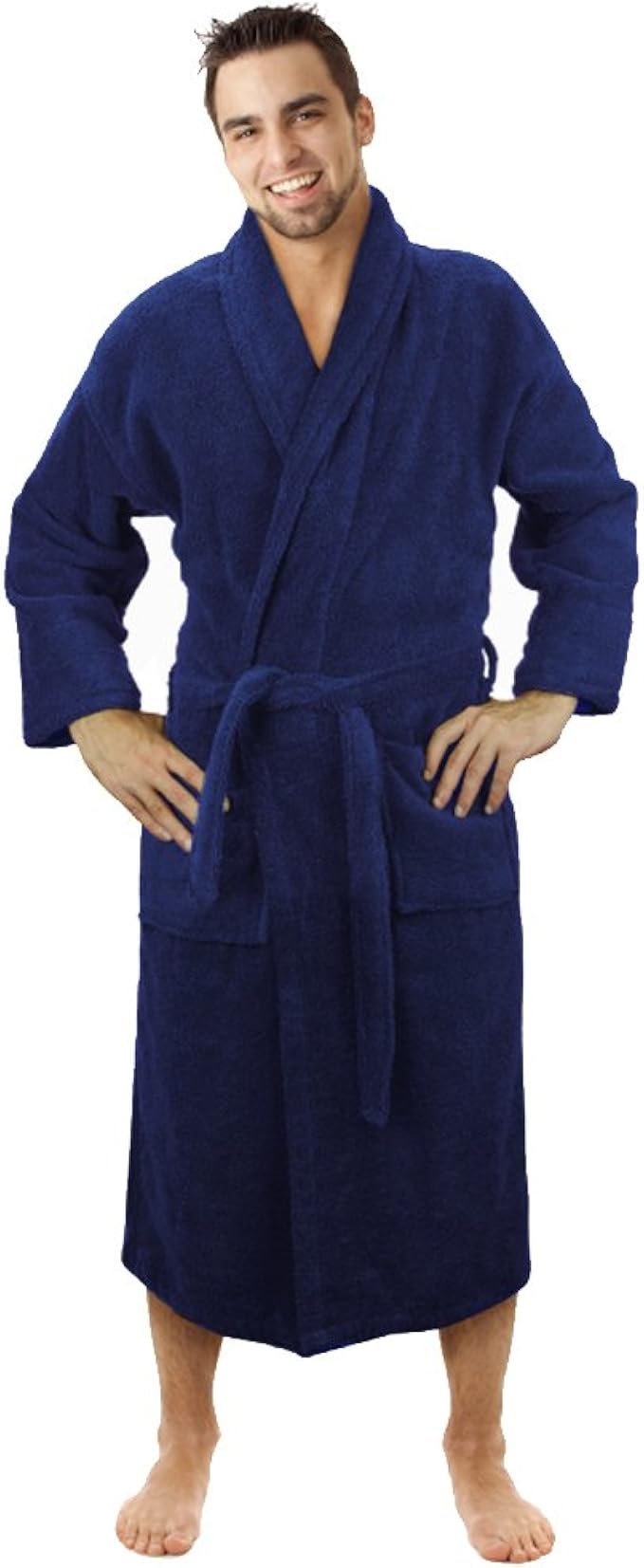 navy cotton dressing gown
