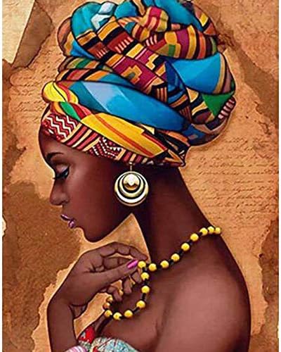 Sexy Diamond Painting Full Round Drill 5d DIY Diamond Painting African Women Cross Stitch Mosaic Needlework Art Diamond Embroidery Wall Picture Decor 40x50cm