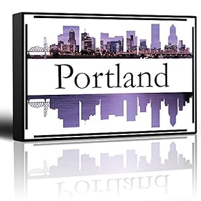 City Skyline Series Portland Colorful Urban Decor Sunsets...