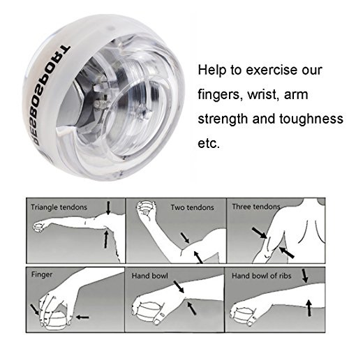 RESBO Wrist Trainer Ball Exerciser Hand Spinner Gyroscopic Ball Metal Type Gyro Ball with LED Light